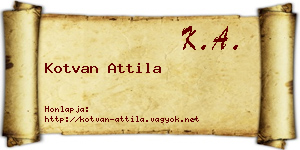 Kotvan Attila névjegykártya